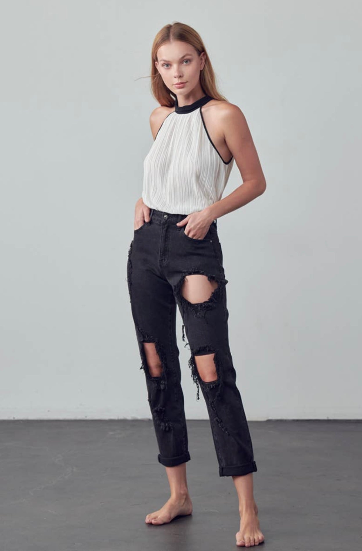 Insane Black Destroyed Jean