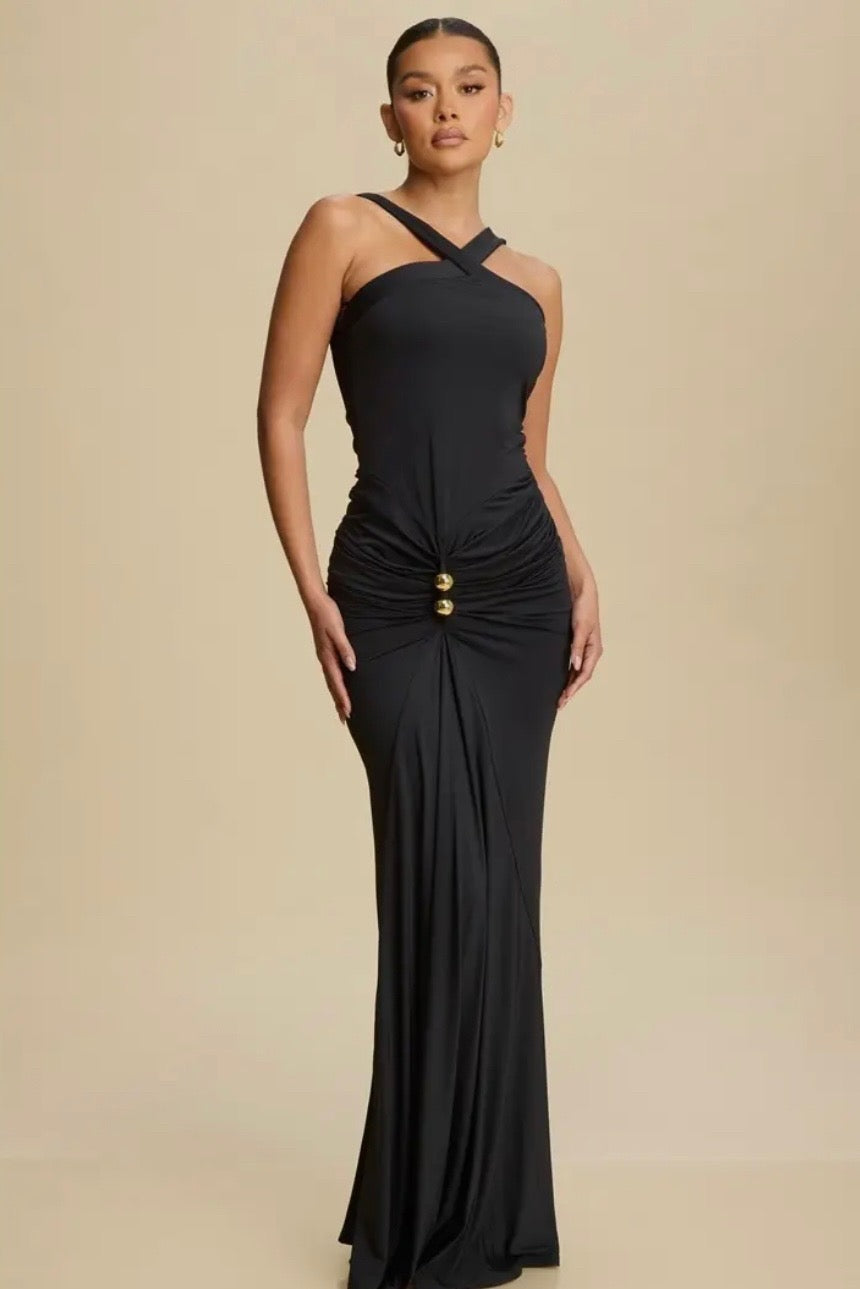 black halter formal dress Nyx Plunging Halter Maxi Dress main image 1