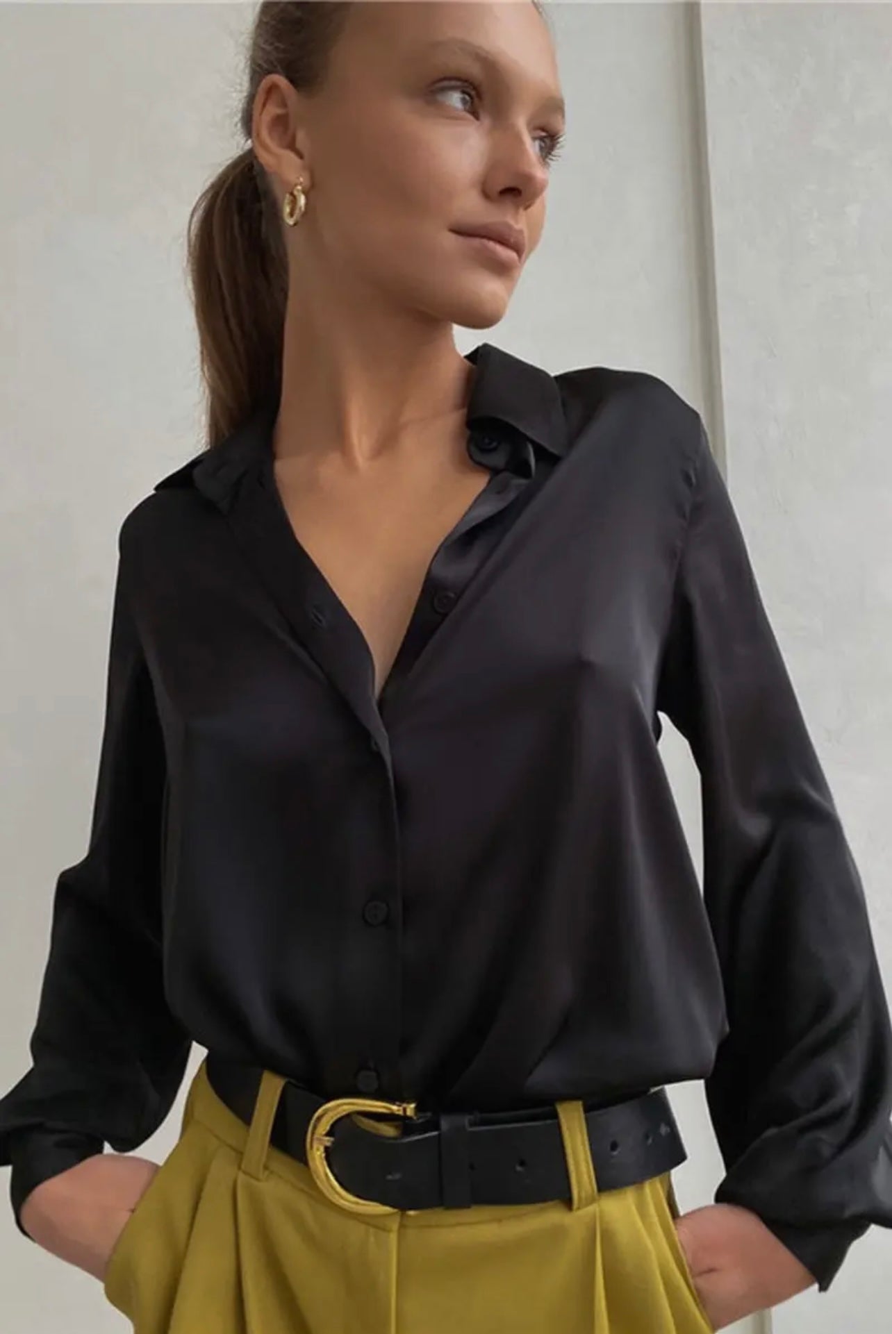 Satin Button Down