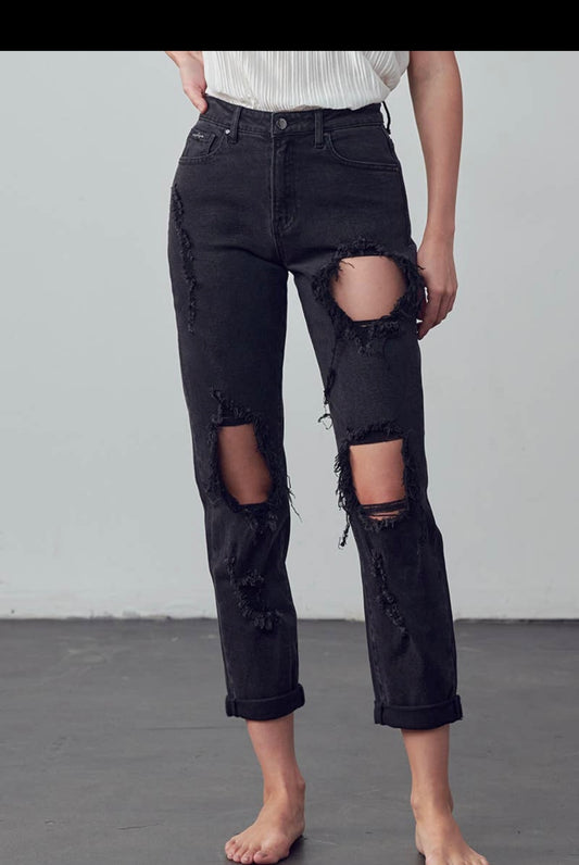 Insane Black Destroyed Jean